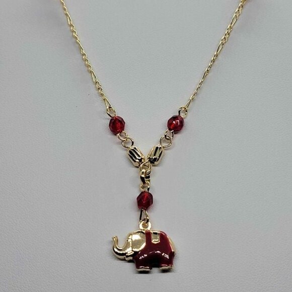 Brand New Brazilian 18k Gold Filled Red Elephant Necklace - Picture 3 of 6